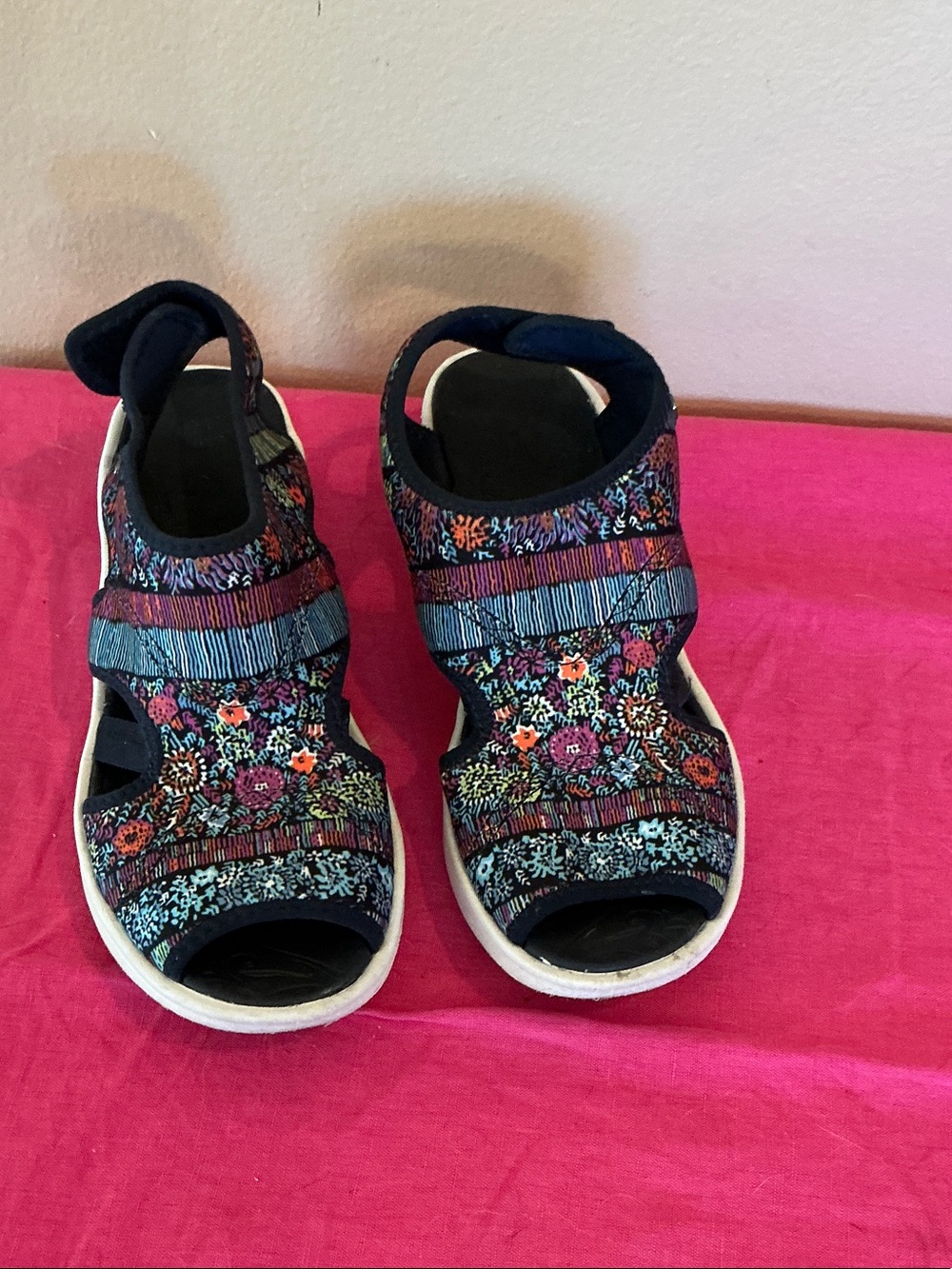Floral Navy Stretch Comfort Sandals for Women